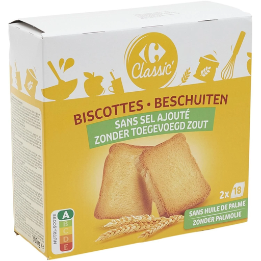 [5400101201712] CARREFOUR CLASSIC Biscottes Sin Sal Añadida 300 g