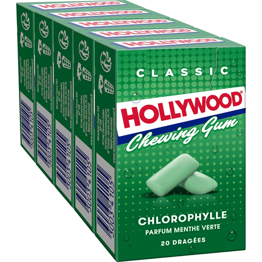 [3014680087890] HOLLYWOOD Chlorophyll dragee chewing gum 5 packs of 20 pieces 140 g