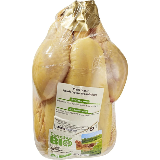 [3015319201007] CARREFOUR Free-Range Organic Whole White Chicken 1.6 kg