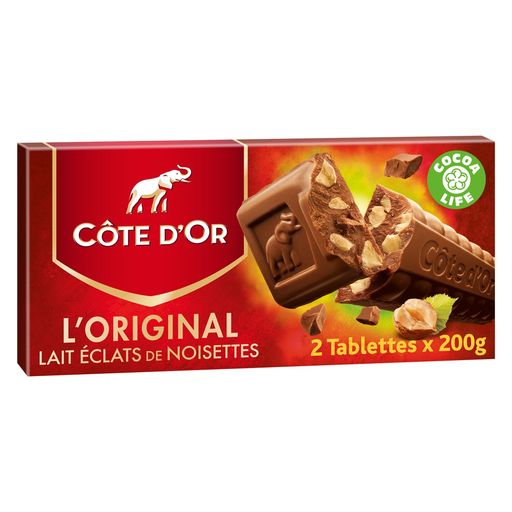 [5410081200292] COTE D'OR Milk chocolate with hazelnut pieces 2 tablets of 200 g