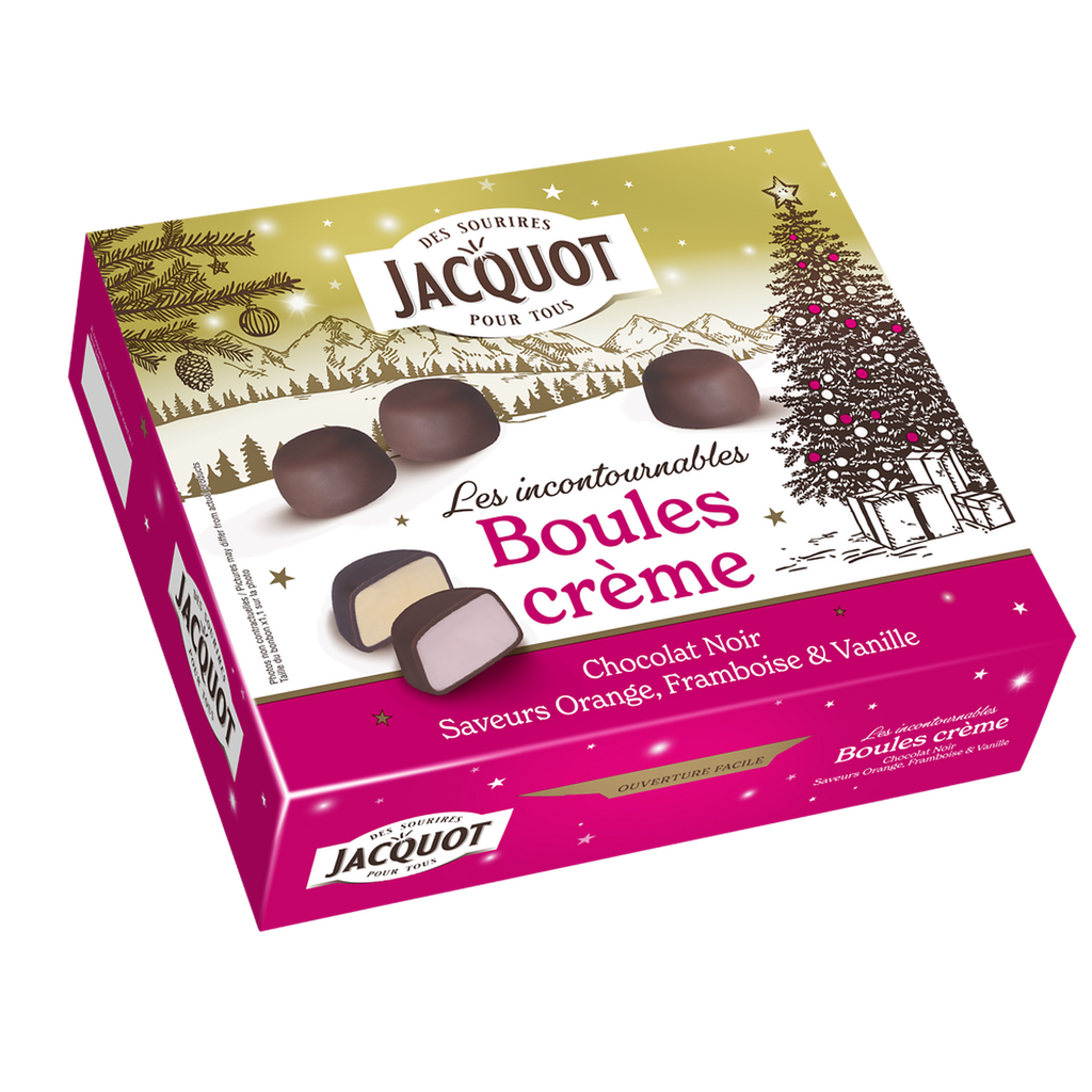 JACQUOT Dark chocolate cream balls orange, raspberry and vanilla flavors 1 kg