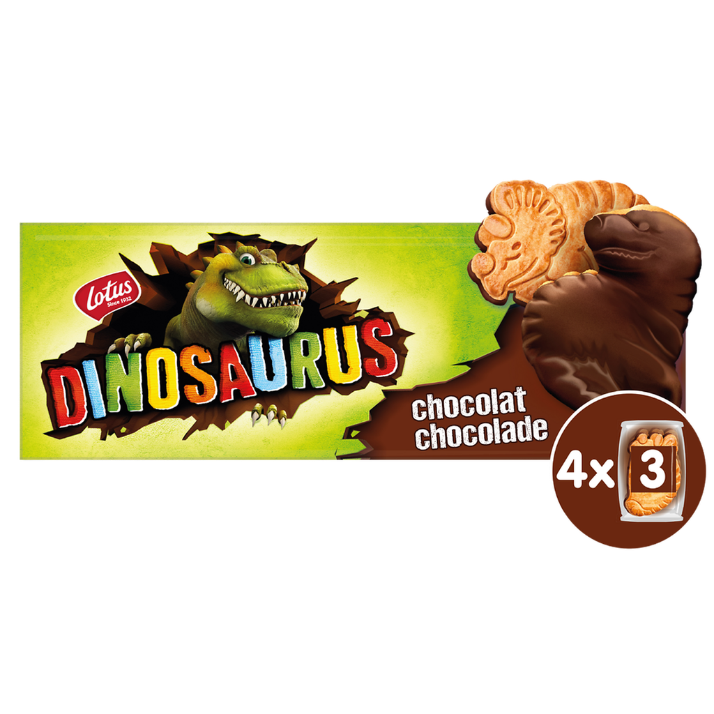 LOTUS Galletas Dinosaurus bañadas en chocolate negro 225 g