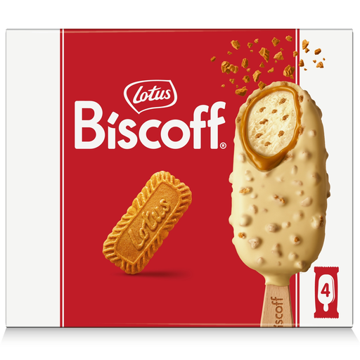 [5410126297003] LOTUS Glaces Bâtonnets Biscuits Caramélisés Biscoff Chocolat Blanc 284 g