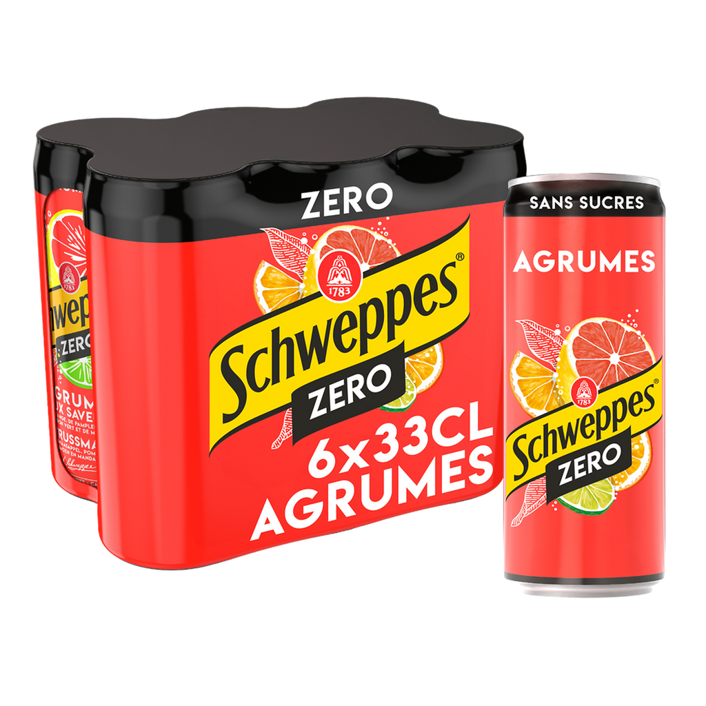 SCHWEPPES Soda Zero saveur Agrumes 6 x 33 cl