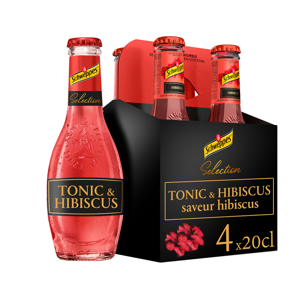 SCHWEPPES Bebida para cocktail premium mixer tónica e hibisco 4 x 20 cl