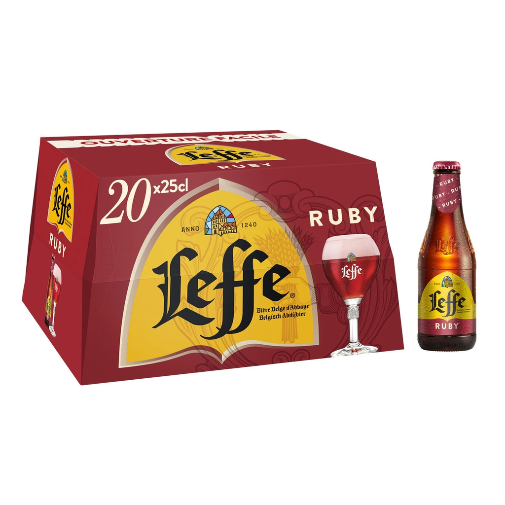 LEFFE Cerveza Ruby 20 botellas de 25 cl