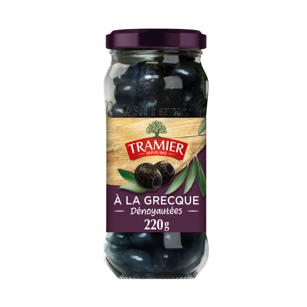 TRAMIER Olives noires dénoyautées à la grecque 220 g