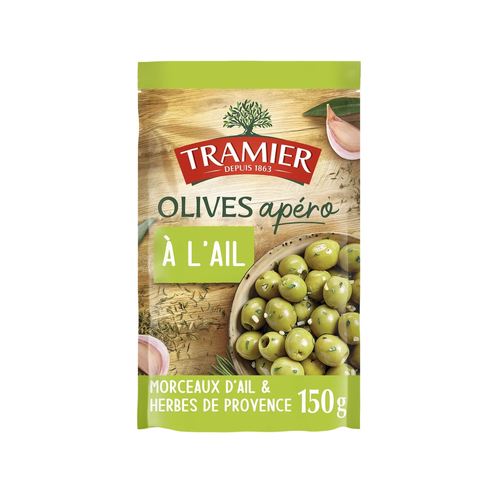 TRAMIER Aceitunas para aperitivo al ajo 150 g