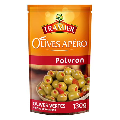 [3017239004126] TRAMIER Aceitunas verdes rellenas de pimiento 130 g