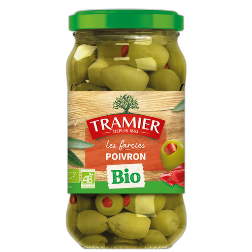 [3017239004195] TRAMIER Olives vertes bio farcies au poivron 0.15 kg