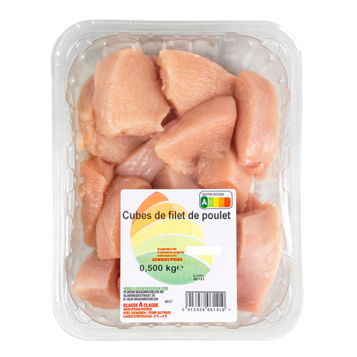 [5413458061410] NOTRE SÉLECTION Chicken breast cubes 500 g