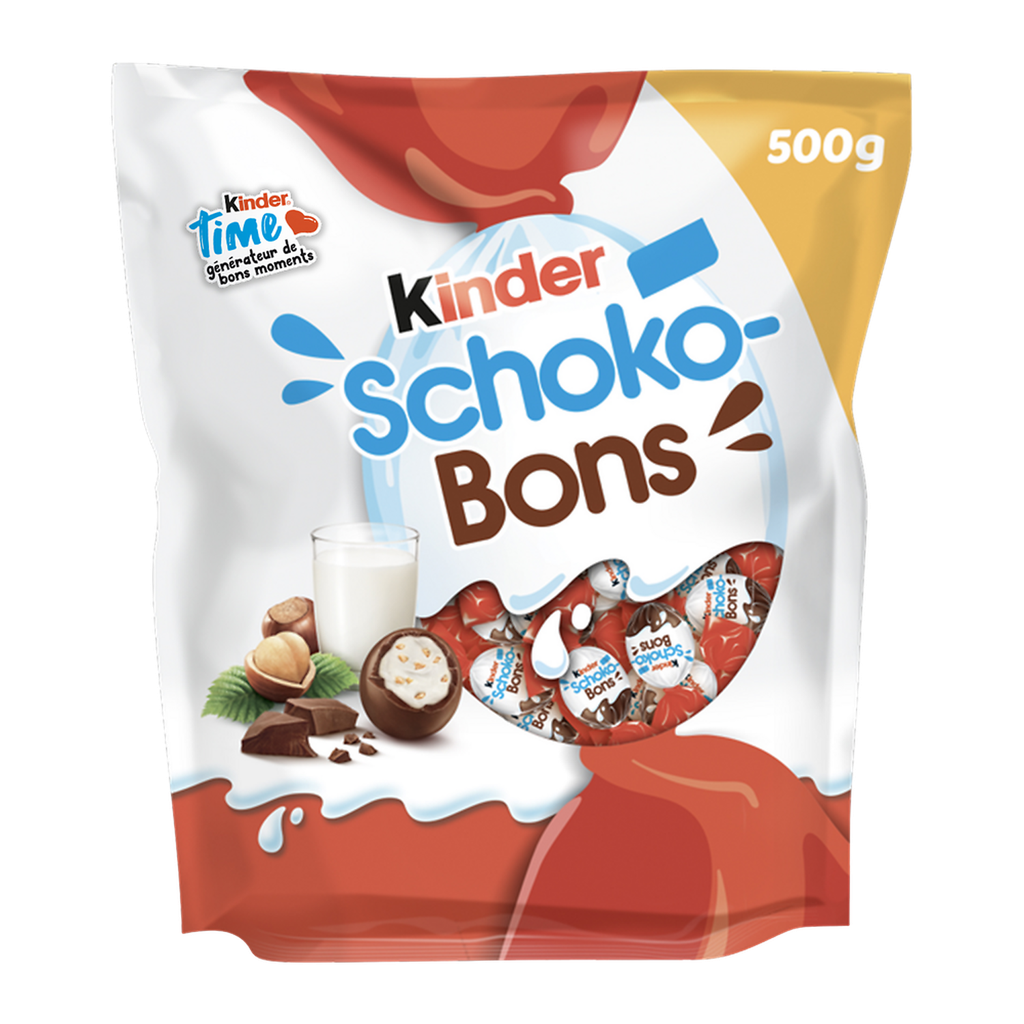 KINDER Schoko-Bons Bombons de chocolate recheados com leite e avelãs 500 g