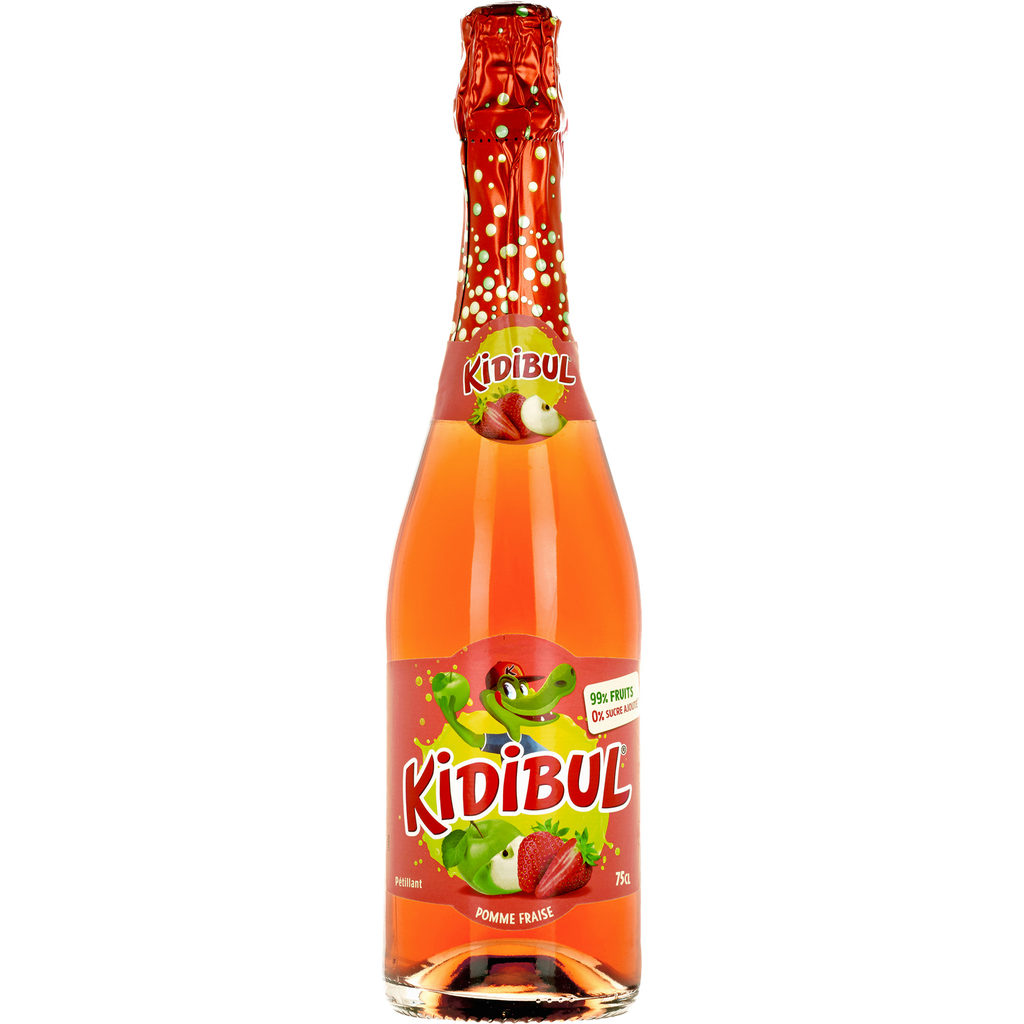 KIDIBUL Bebida gaseificada de sumo de maçã e morango 0.75 L