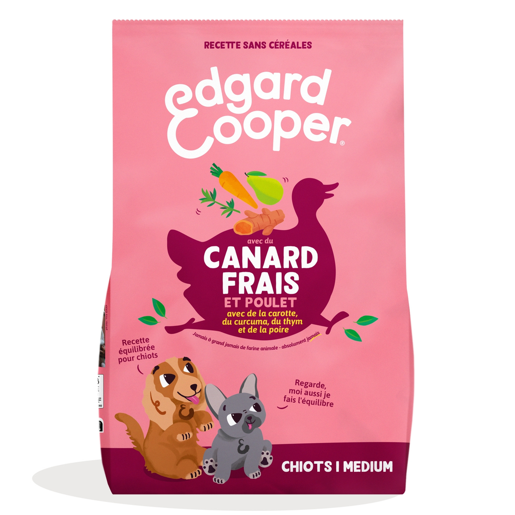 EDGAR & COOPER Croquetas de pato pollo frutas y verduras sin cereales para cachorros 1 kg