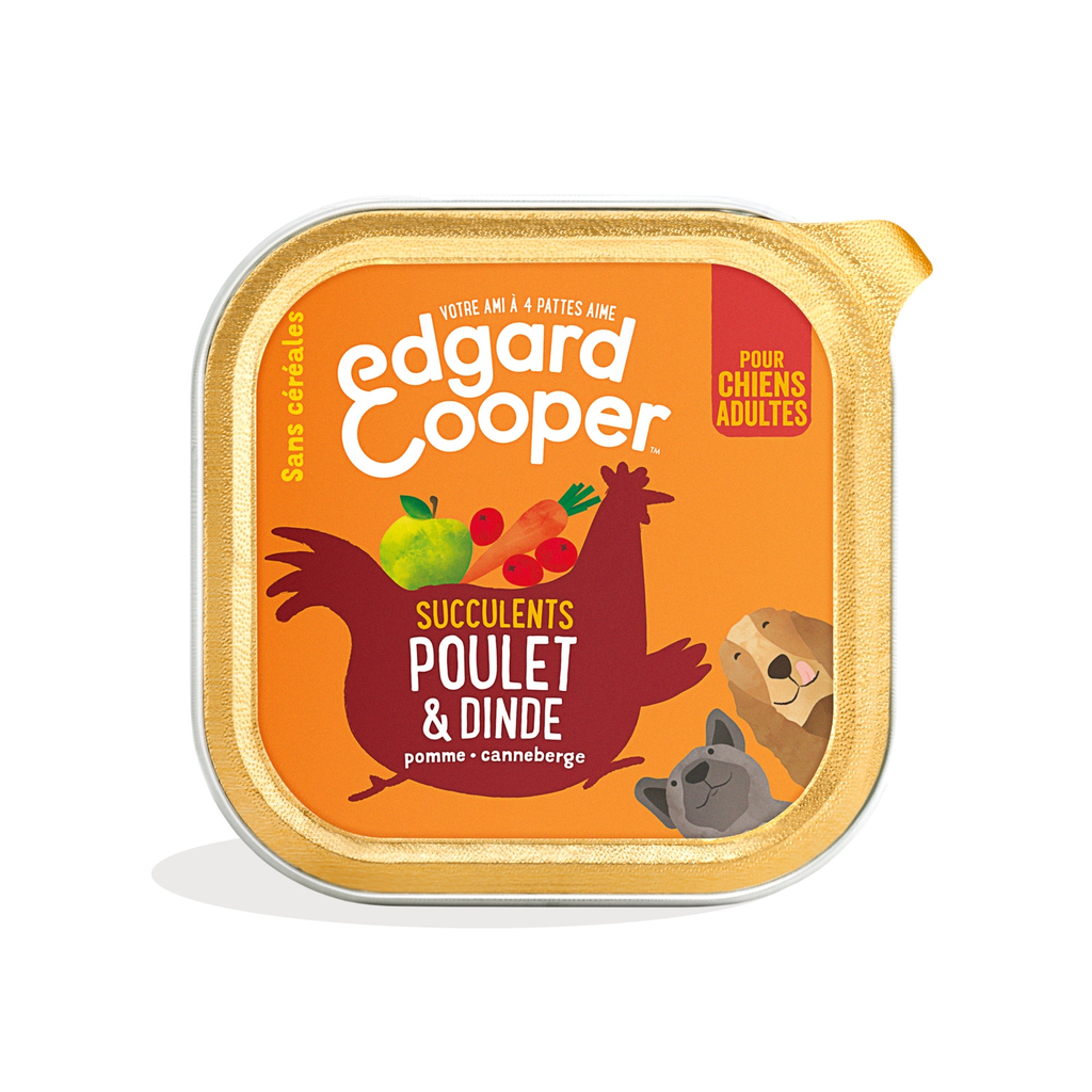 EDGAR & COOPER Pâtée pour Chien Adulte Sans Céréales Poulet Dinde 100 g