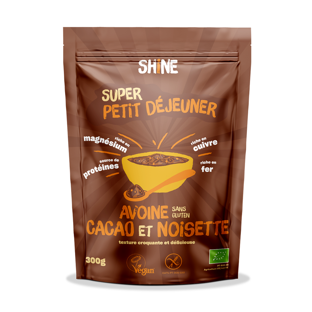 SHINE Desayuno Avena, Cacao Crudo & Avellanas BIO 300 g