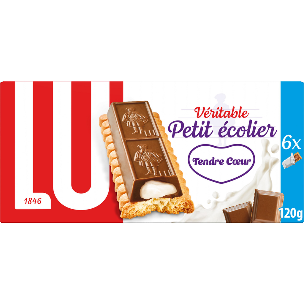 LU Petit Écolier Tendre Cœur barritas de galleta chocolate con leche 120 g