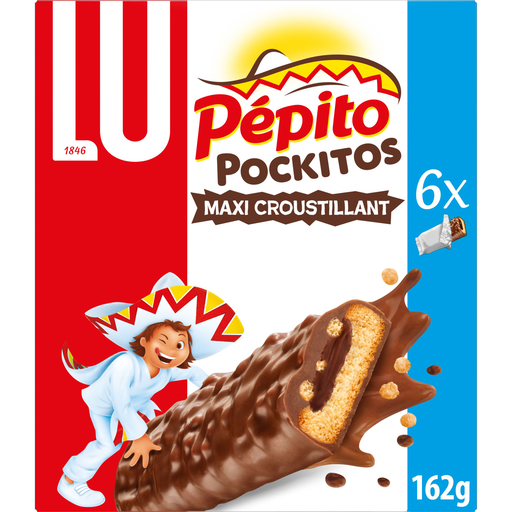 [3017760465496] PEPITO Pockitos crispy milk chocolate and puffed rice biscuit bars 162 g