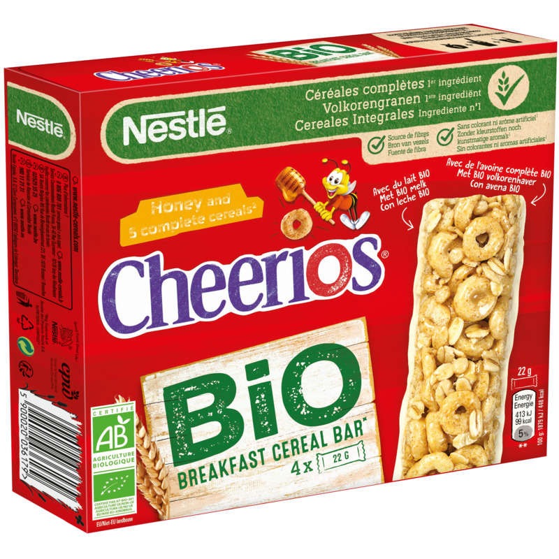 Nestle Barres Céréales Miel Bio Cheerios : Les 4 De 22G
