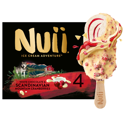 [5900130031118] NUII Glace White Chocolate & Scandinavian Mountain Cranberries 4 bâtonnets 268 g