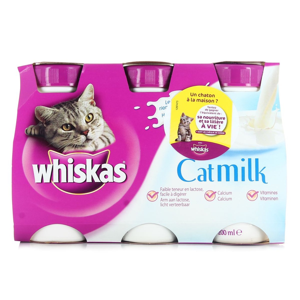 Whiskas Cat Milk Lait Pour Chat Chaton Facile A Digérer 3X200Ml
