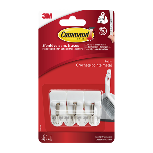 [5902658100055] COMMAND Gancho plástico punta metal blanco modelo pequeño pack de 3