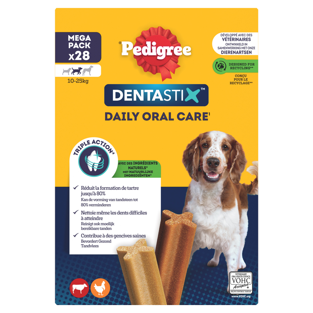 PEDIGREE Dentastix Bâtonnets hygiène bucco-dentaire pour chien moyen 28 sticks