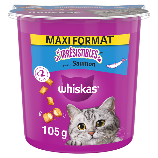 [5998749127353] WHISKAS Les irrésistibles snacks para gato salmão 105g