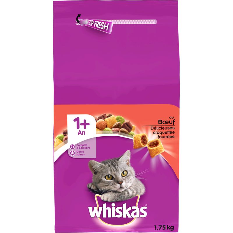 Whiskas Croquettes Pour Chats Adultes Au Boeuf : Le Sac De 1,75 Kg