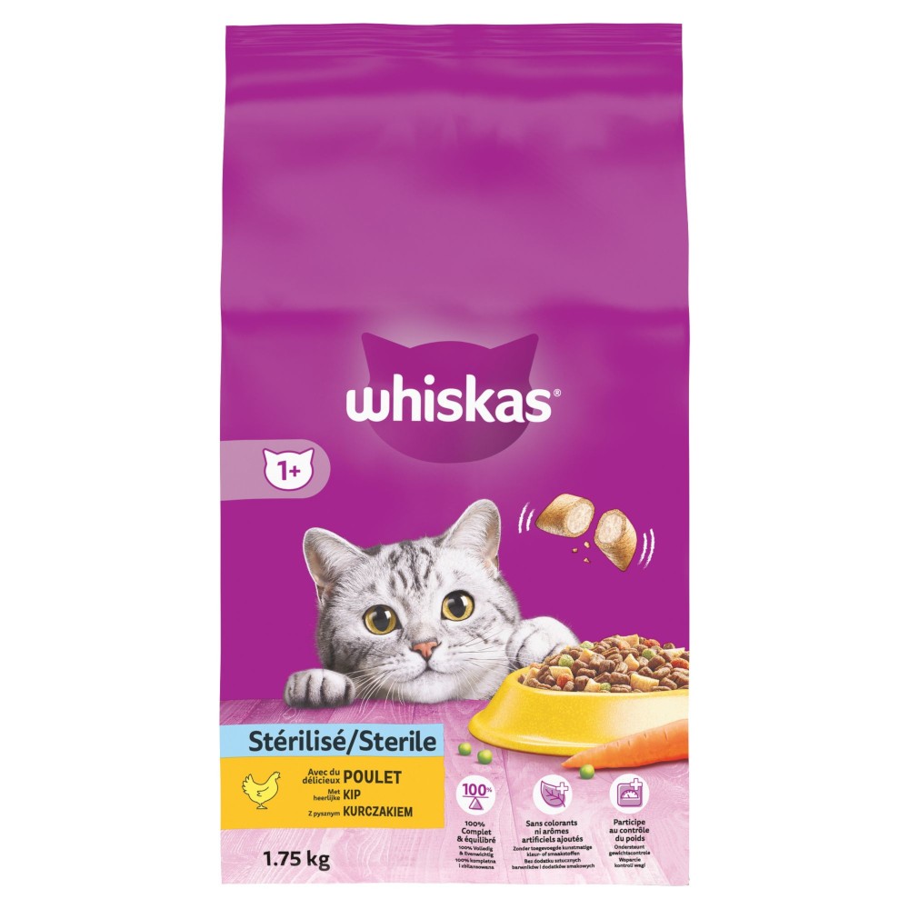 Whiskas Croquettes Pour Chat Adulte Stérilisé Poulet 1,75Kg