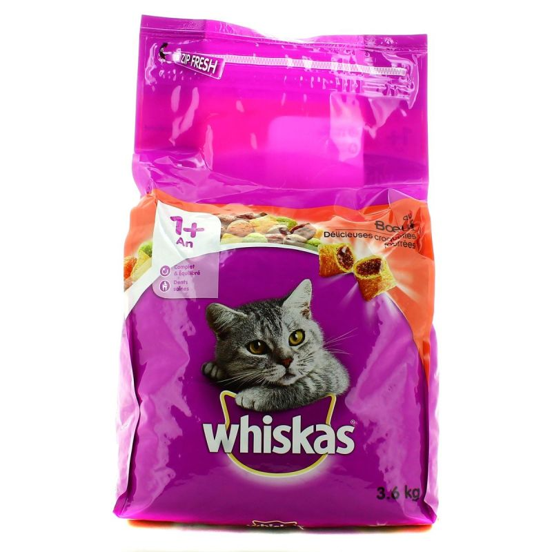 WHISKAS Dry Cat Food Adult Beef 3.6 kg
