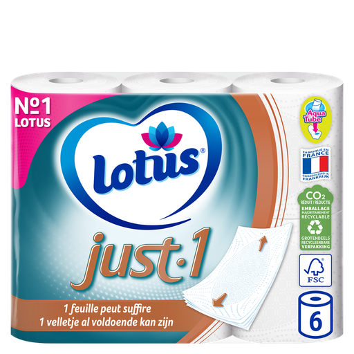 [7322540818796] LOTUS Papier Toilette Just1 Blanc 6 rouleaux