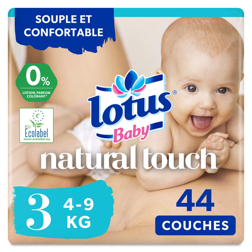 [7322540852585] LOTUS BABY Natural touch couches taille 3 (4-9 kg), paquet de 44 couches