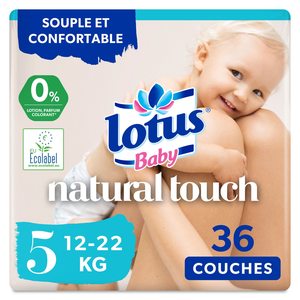 LOTUS Baby Diapers Natural Touch Size 5 12-22 kg, pack of 36 diapers