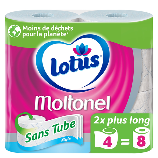 [7322540928556] LOTUS Papier toilette Moltonel Style Sans Tube x4 rouleaux