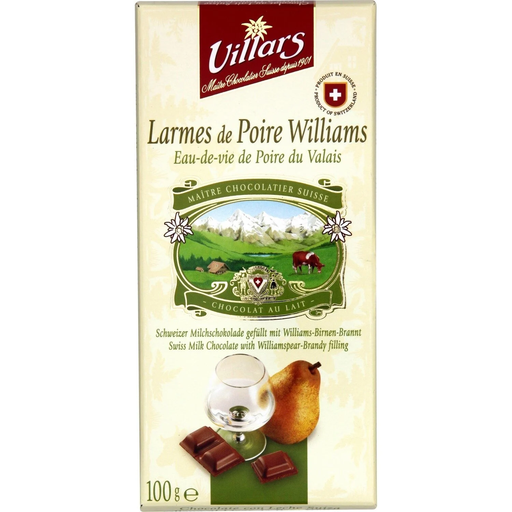 [7610036000429] VILLARS Swiss milk chocolate bar filled with pear liqueur 100 g