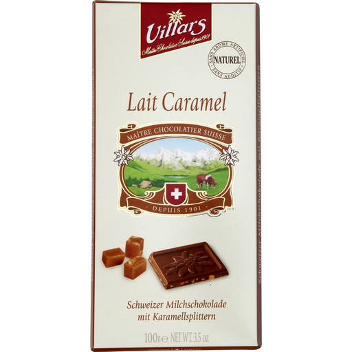 [7610036002775] VILLARS Swiss Milk Chocolate with Caramel Pieces, 100 g