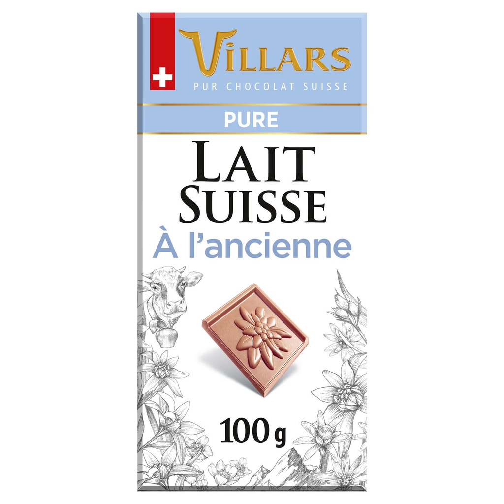 VILLARS Tablete de chocolate de leite suíço à antiga 100 g