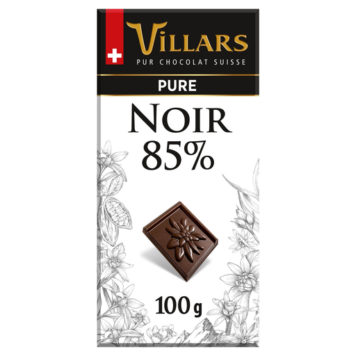 [7610036010503] VILLARS Dark chocolate bar 85% cocoa pure 100 g
