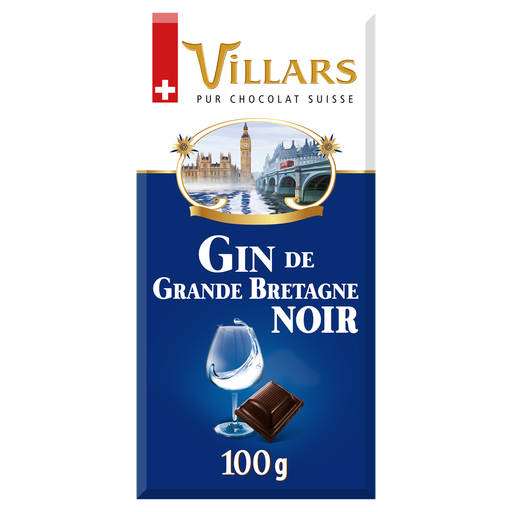 [7610036011807] VILLARS Dark chocolate bar Great Britain gin 100 g
