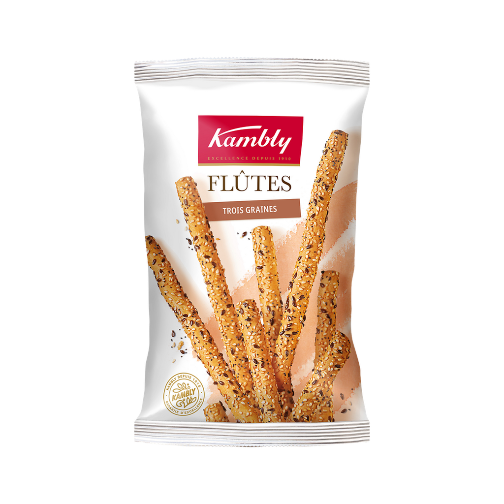 KAMBLY Flautas crujientes de sésamo, lino y amapola 125 g