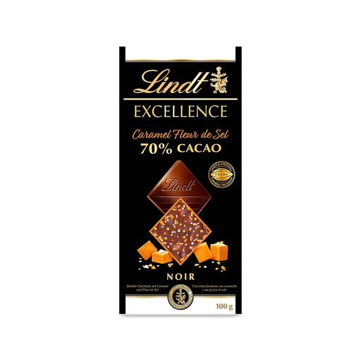 [7610400090933] LINDT Excellence Dark Chocolate 70% Caramel and Sea Salt Pieces 100 g