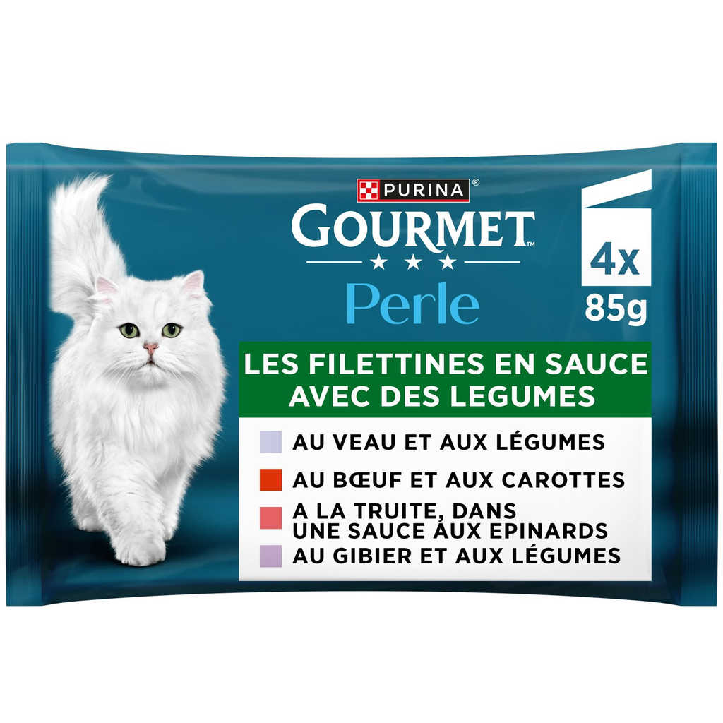 Gourmet Pâtée Pour Chat Légumes Mini Filets : Les 4 Sachets De 85 G