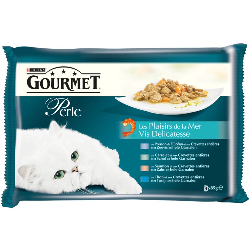 Gourmet Pâtée Pour Chat Perle Plaisirs De La Mer : Les 4 Sachets De 85 G