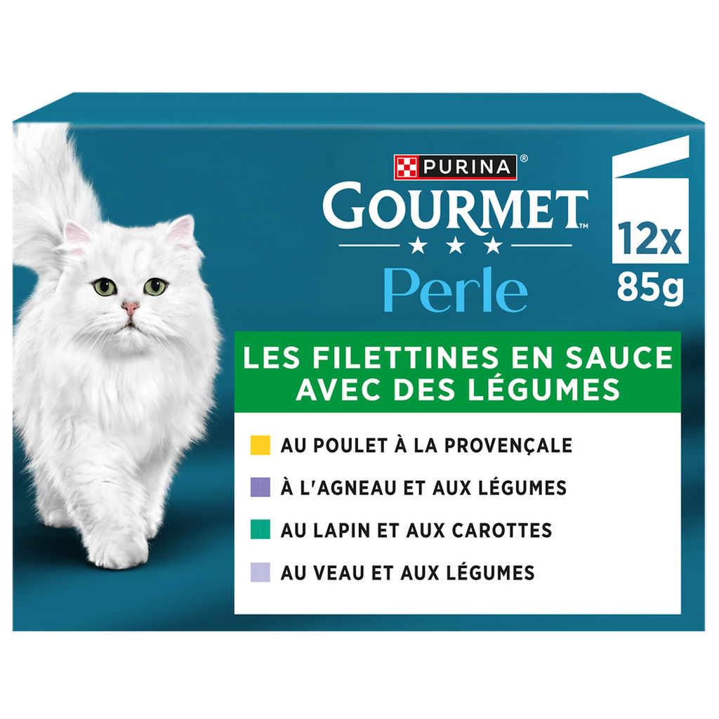 GOURMET Perle Mini Fillets in Sauce Meat and Vegetables for Cats 12 x 85 g