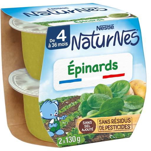 [7613031478149] NESTLE NATURNES Refeição de bebé Espinafres 2 boiões de 130 g