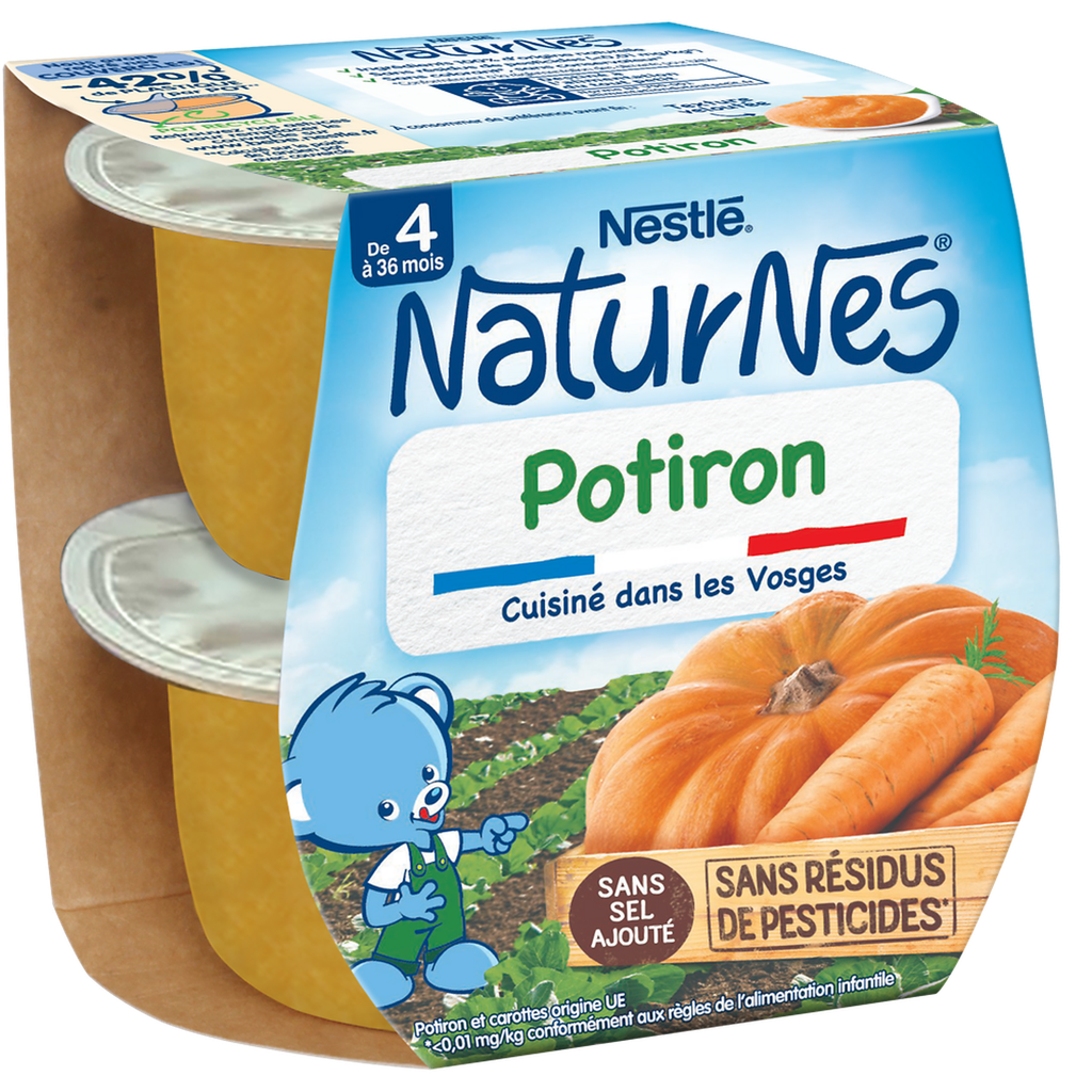 NATURNES NESTLE Puré de legumes Abóbora desde 4 meses 2 frascos de 130 g