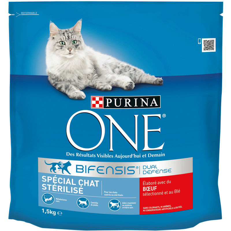 Purina One Croquettes Pour Chat Adulte Stérilisé Boeuf Bifensis 1,5Kg