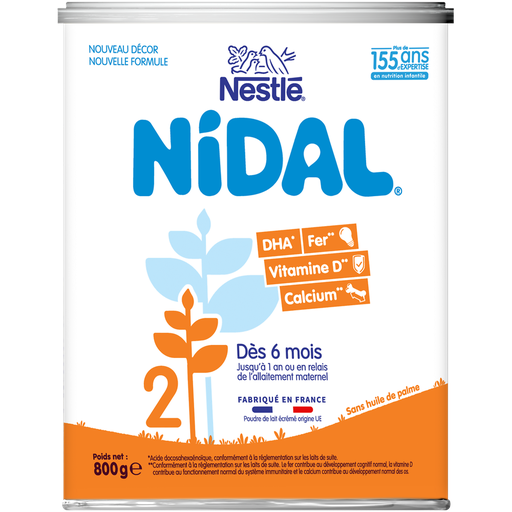 [7613032506636] NESTLE NIDAL Leite infantil em pó 2ª idade, de 6 a 12 meses 800 g