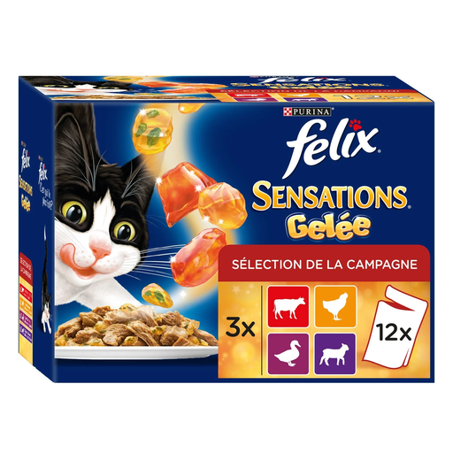 [7613032608545] PURINA Comida húmeda para gatos FELIX carnes 12 sobres de 100 g